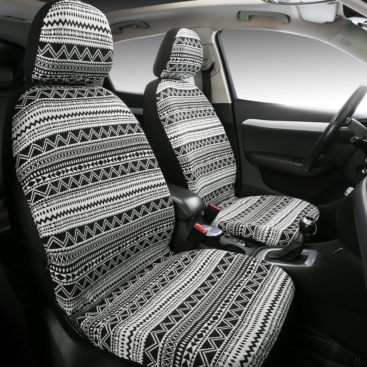 PONYJOYUP Baja Saddle Blanket Car Seat Covers 9PCS Full Set, Breathable and Washable Striped Woven Automotive Vehicle Seat Cover, Universal Seat Cover for Sedan, SUV, Truck, Airbag Compatible