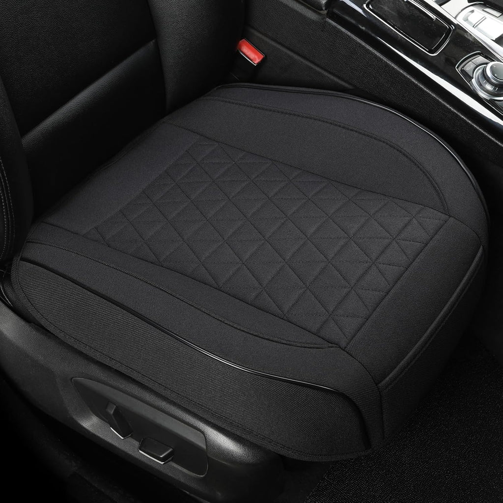 West Llama Linen Front Car Seat Cover Protector Anti-Slip Bottom Seat Cover Fits 95% of Vehicles,Wrapping Around The Bottom,Diamond Pattern(Black-2Pcs)