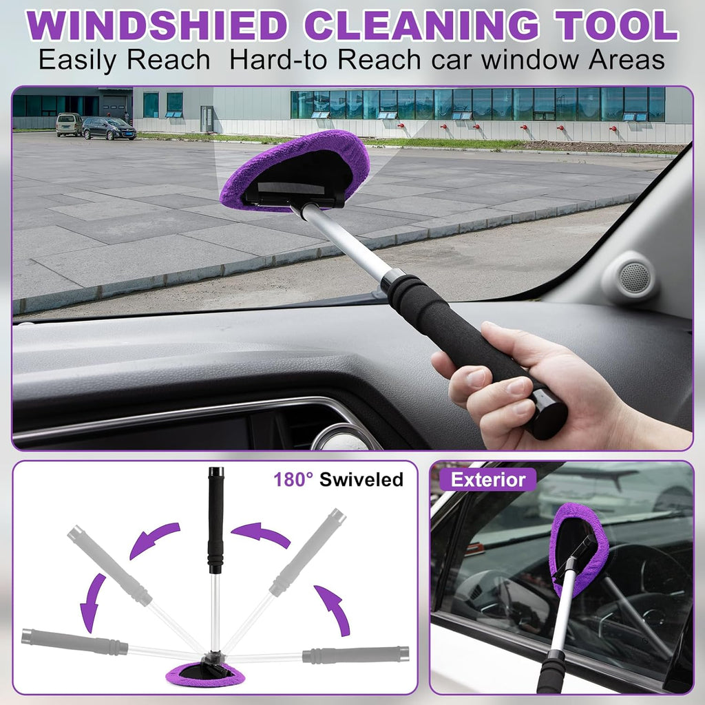 Viewsun Windshield Cleaner Tool, 17Pcs Purple Car Interior Cleaning Kit, Detailing Kit Cleaner, Detailing Brush, Cleaning Gel, Inside Cleaning Supplies Accessories for Trucks, SUVs, RVs Window