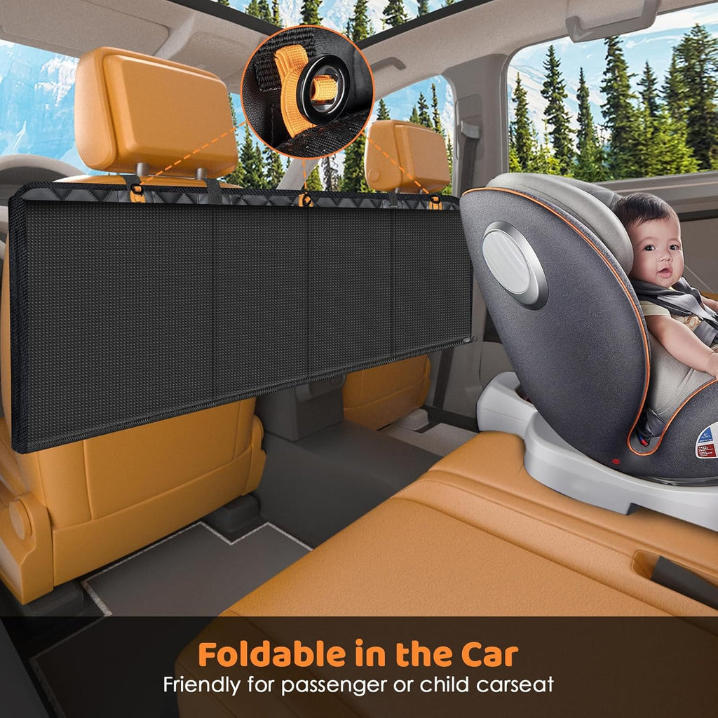 URPOWER Back Seat Extender for Dogs - Hard Bottom Dog Car Seat Cover with 1PC Leak-Proof Pee Pad, Foldable Dog Hammock for Car, SUV, and Truck, Pet Rear Seat Protector Dogs Travel Bed with Mesh Window