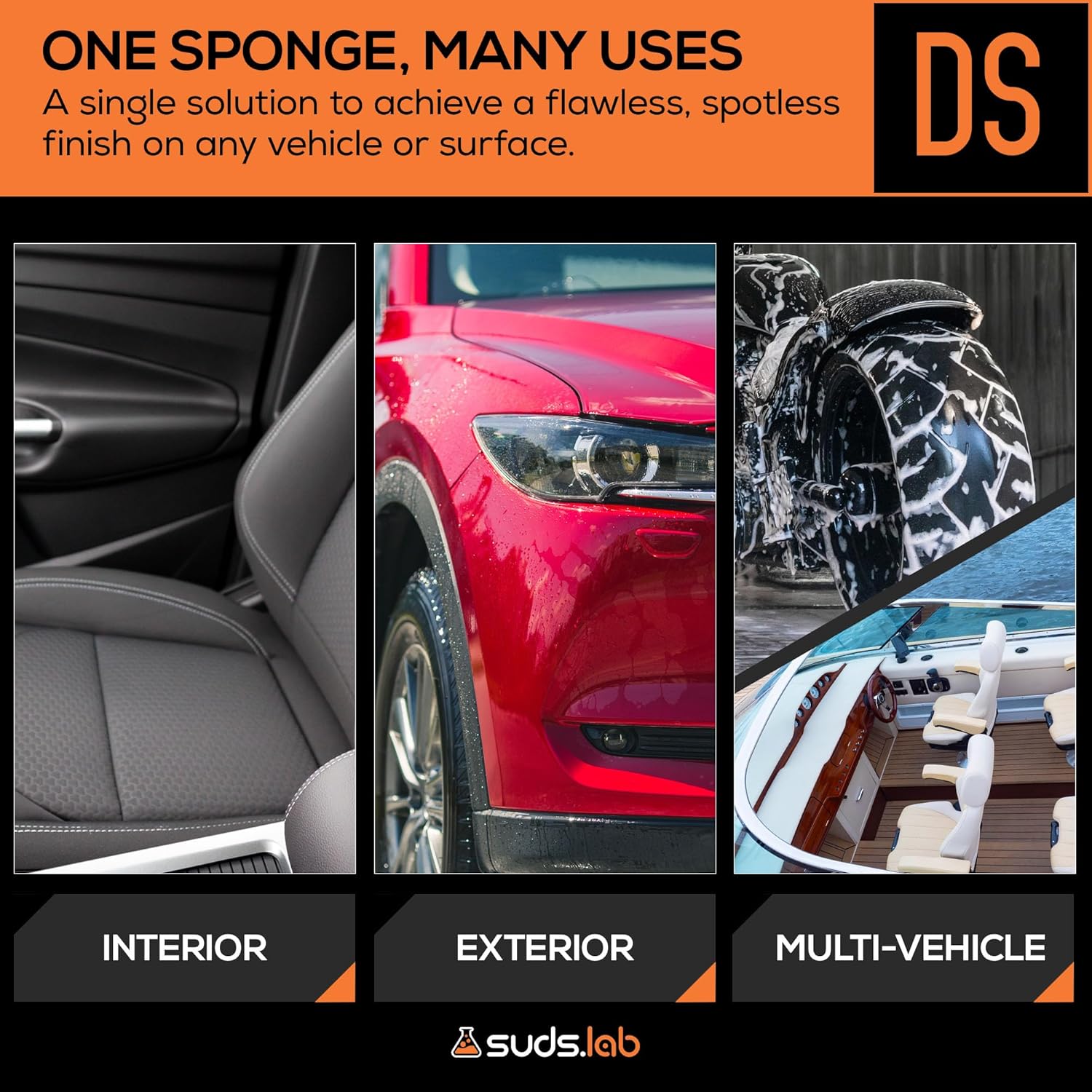 Suds Lab DS Microfiber Detailing Scrub Pad 2 Pack - Car Interior Cleaning & Detailing Microfiber Scrub Pads - Safe On Leather, Vinyl, Plastic, Etc.