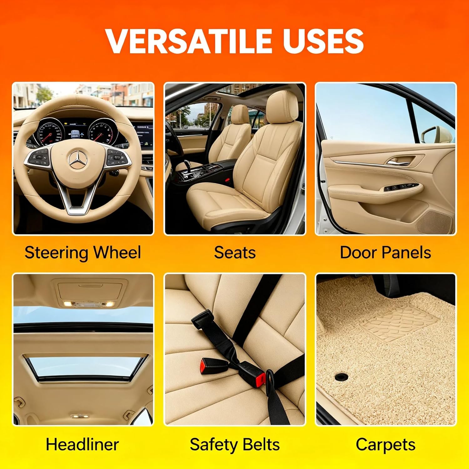 Jocecury 2Pcs Multi-Purpose Foam Cleaner – Car Interior, Leather Seats, Fabric, Shoes & Clothes, MAGIC FOAM CLEANER, Interior Detailer Spray, No Rinse, Deep Cleaning & Protection（600ML）