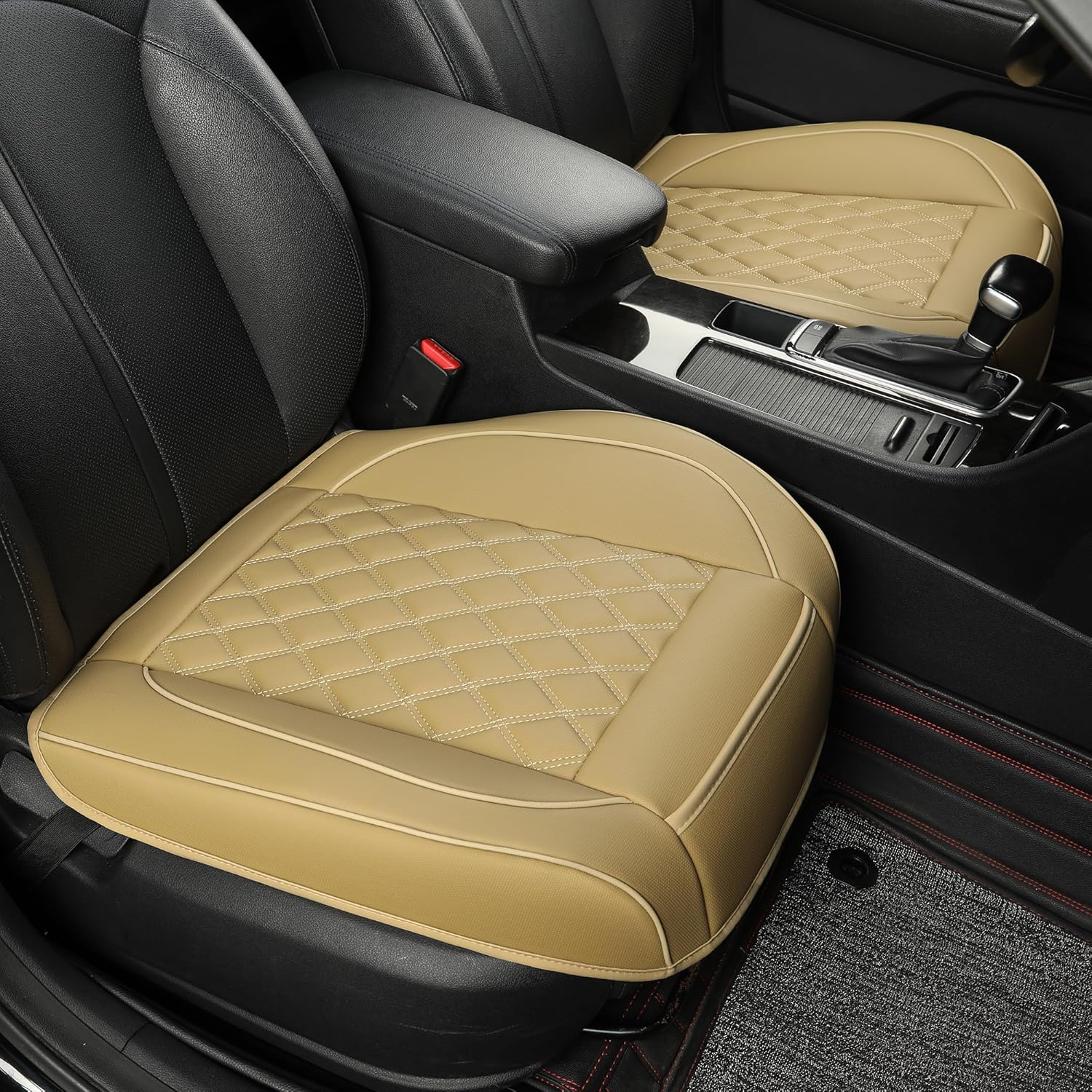 2 Pack Leather Front Car Seat Covers,Bottom Seat Covers for Cars,Driver Car Seat Cover,Luxury Seat Protectors,Waterproof,Full Wrap,for Most Vehicles,Sedan,Truck,SUV(Black)