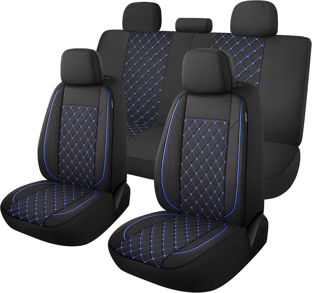 YGL Breathble Car Seat Covers Full Set,Washable Seat Covers for Cars,Premium Cloth Car Seat Protectors,Interior Covers for Cars,Sedan Van Truck SUV(Black)