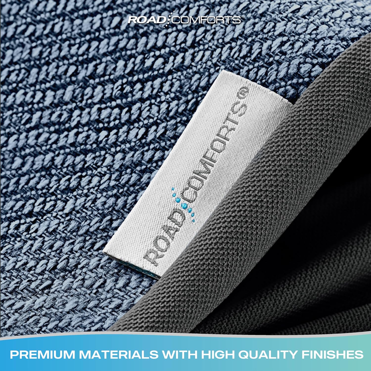 Road Comforts Car Seat Covers for Front Seat, Low Back Heavy Duty Breathable Flax Seat Protector, Airbag, Not Seat Belt Compatible, Washable Seat Cover Fits for Most Cars, Trucks, SUVs, Vans Blue