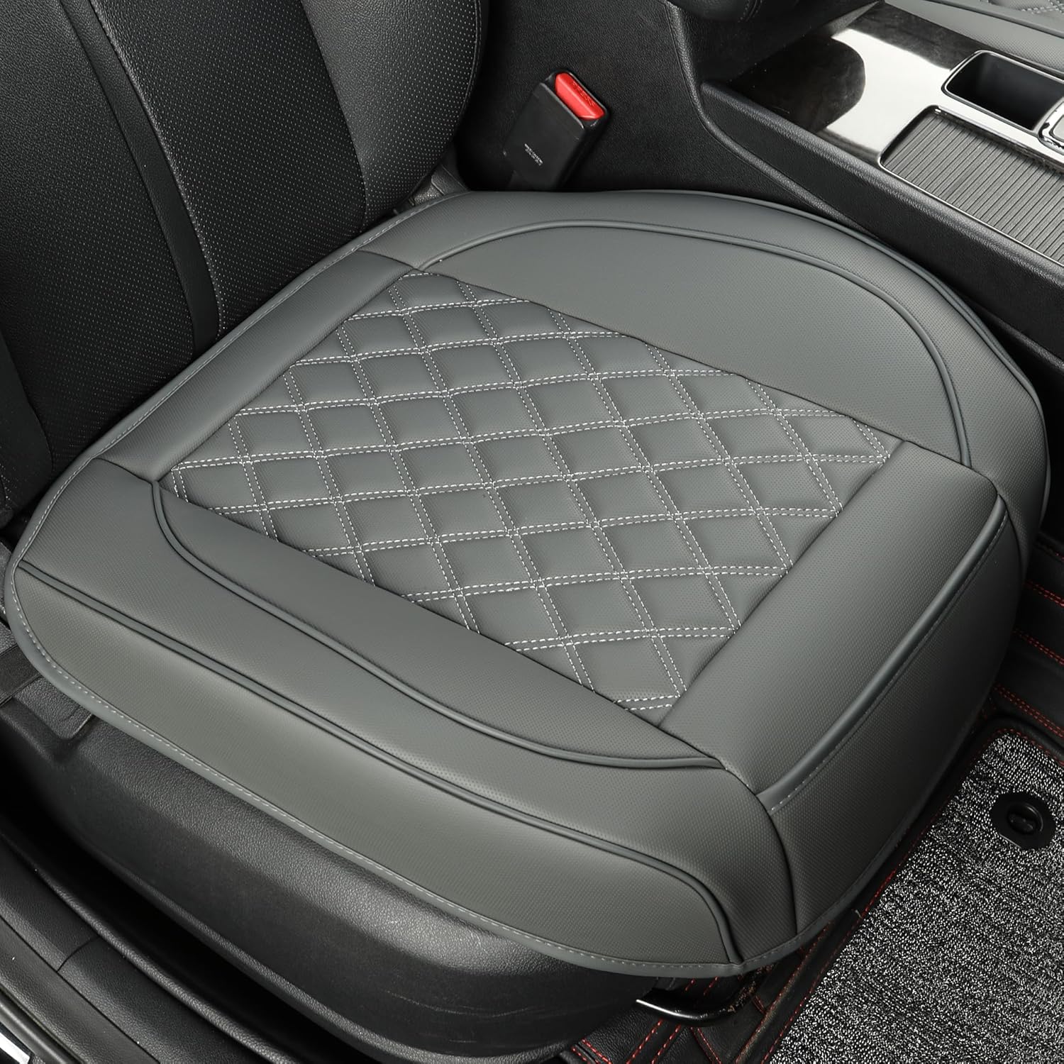 2 Pack Leather Front Car Seat Covers,Bottom Seat Covers for Cars,Driver Car Seat Cover,Luxury Seat Protectors,Waterproof,Full Wrap,for Most Vehicles,Sedan,Truck,SUV(Black)