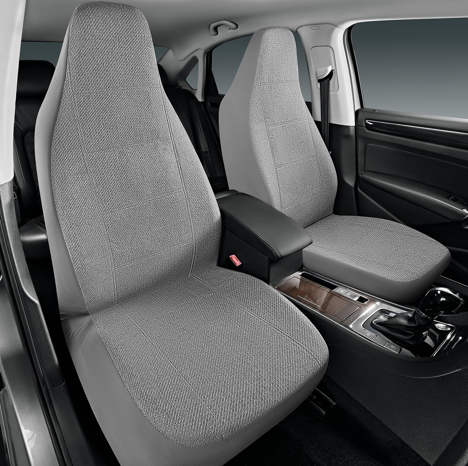 Road Comforts Full Set Car Seat Covers Front Rear Seat Cover Low Back, Flax Seat Protector, Airbag Compatible, Universal Fits for Most Cars, Truck, SUV, Vans Gray