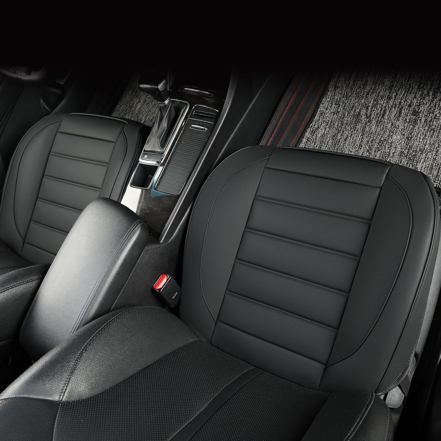 2 Pack Leather Front Car Seat Covers,Bottom Seat Covers for Cars,Driver Car Seat Cover,Luxury Seat Protectors,Waterproof,Full Wrap,for Most Vehicles,Sedan,Truck,SUV(Black)