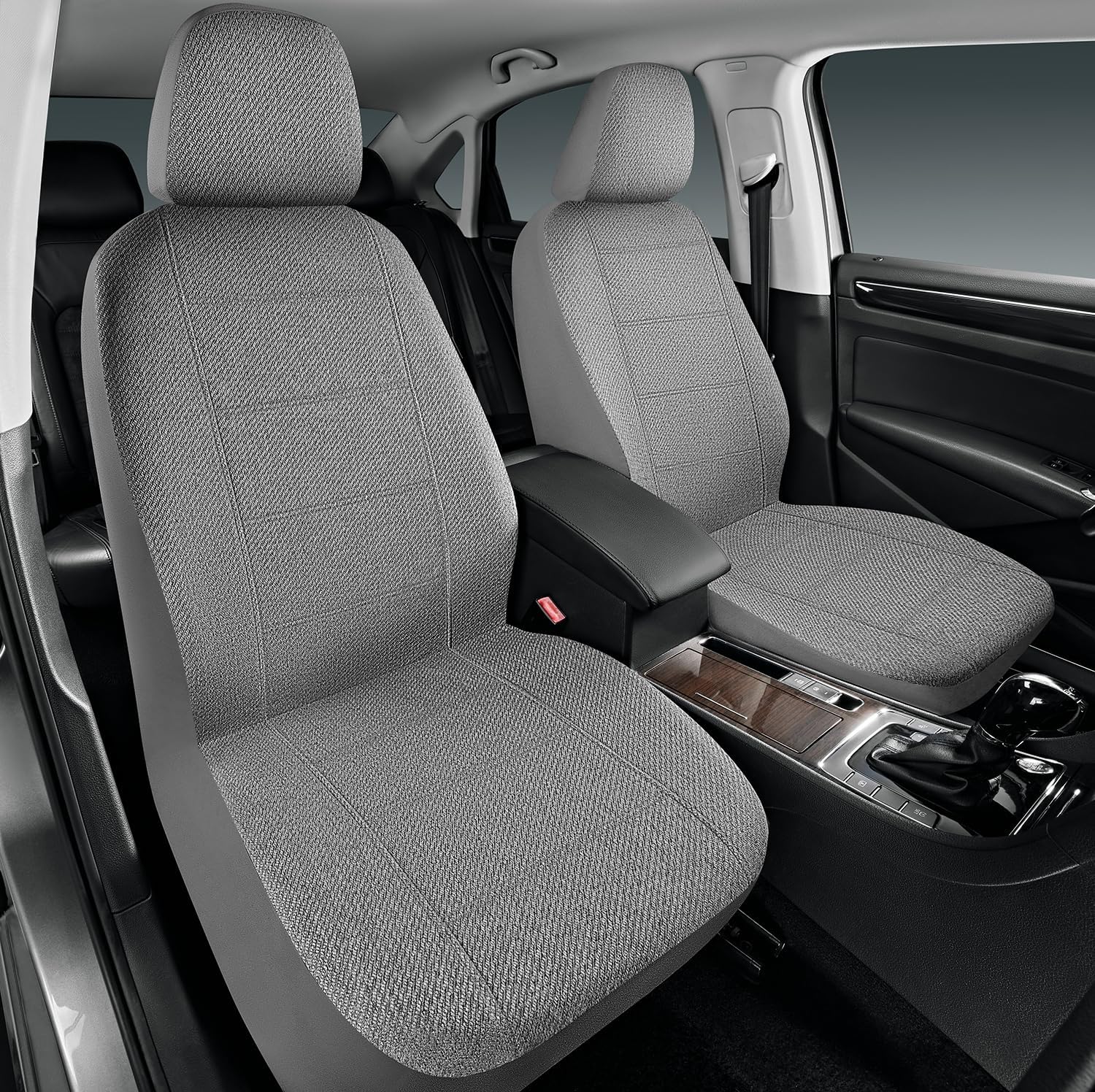 Road Comforts Full Set Car Seat Covers Front Rear Seat Cover Low Back, Flax Seat Protector, Airbag Compatible, Universal Fits for Most Cars, Truck, SUV, Vans Gray