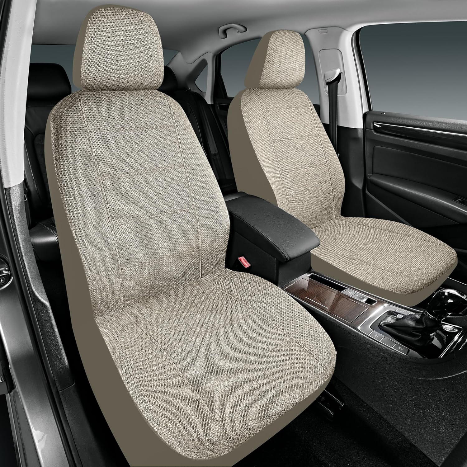 Road Comforts Car Seat Covers for Front Seat, Low Back Heavy Duty Breathable Flax Seat Protector, Airbag, Not Seat Belt Compatible, Washable Seat Cover Fits for Most Cars, Trucks, SUVs, Vans Blue