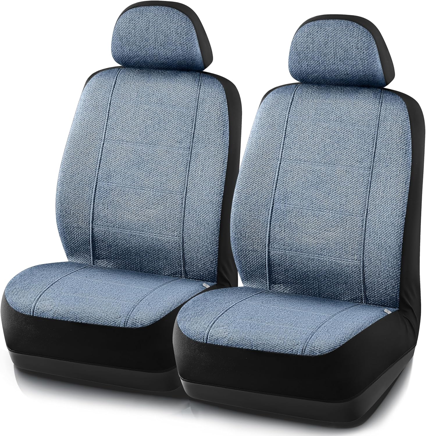 Road Comforts Car Seat Covers for Front Seat, Low Back Heavy Duty Breathable Flax Seat Protector, Airbag, Not Seat Belt Compatible, Washable Seat Cover Fits for Most Cars, Trucks, SUVs, Vans Blue